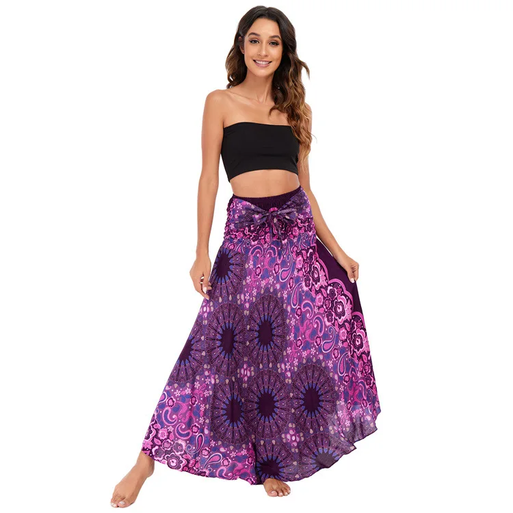 Maxi Boho Lange Röcke für Damen Bohemian Rock mit Blumenmuster Gypsy Boho Hippie Yoga Urlaub Strand – Detail 19