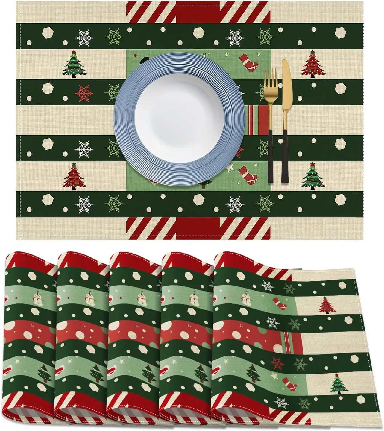 

Зеленые салфетки с Рождеством, зимние сезонные рождественские украшения для кухни, обеденного стола для домашней вечеринки в помещении, 12x18 дюймов (6 шт.