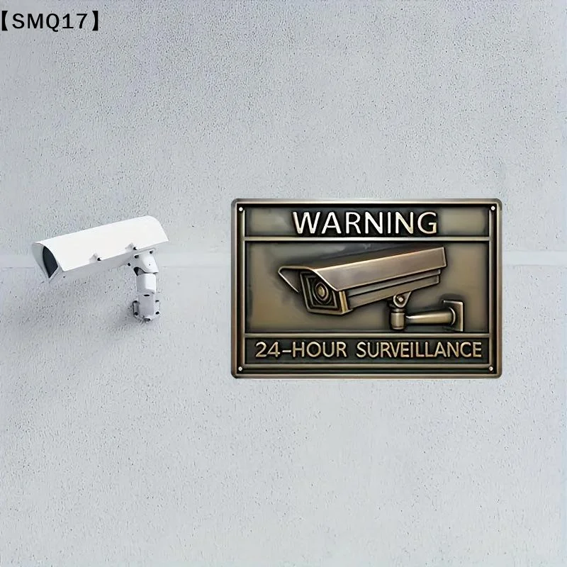 1Pcs 24-Hour Video Security Alert Surveillance Warning Sign Durable Tinplate Label With Camera Graphic Farmhouse Decor【SMQ】