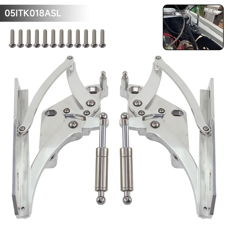 Left and Right Billet Hood Hinge Kit Pair  Side   For Ford Mustang 1971-1973 4.1L 5.0L 5.8L 7.0L L6 V8 accessories for vehicles