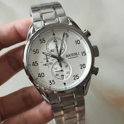 2023 Top Brand Watch VK Chronograph Quartz Men Watch Full Stainless Steel Strap Silver Casual Wristwatch Relogio Masculino