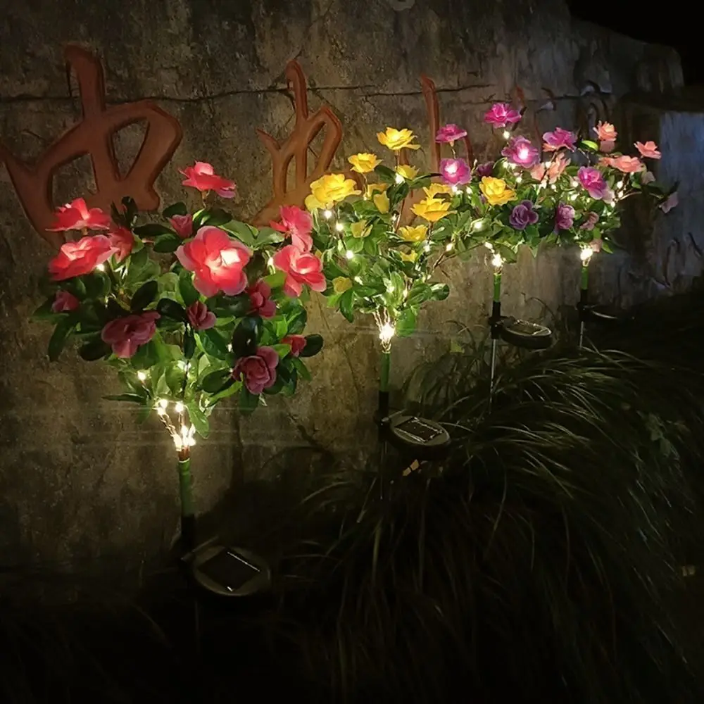 Outdoor Artificial Flower LED Solar Light Landscape Yard Azalea Flowers Lamp Path Home Decorative Light