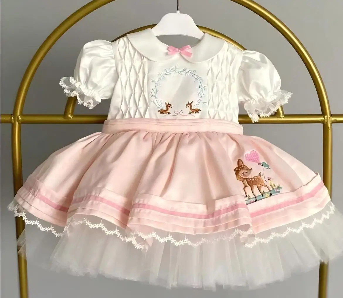 

0-12Y Baby Girl Summer Handmade Embroidery Vintage Princess Dress for Birthday Photography Holiday Eid B410