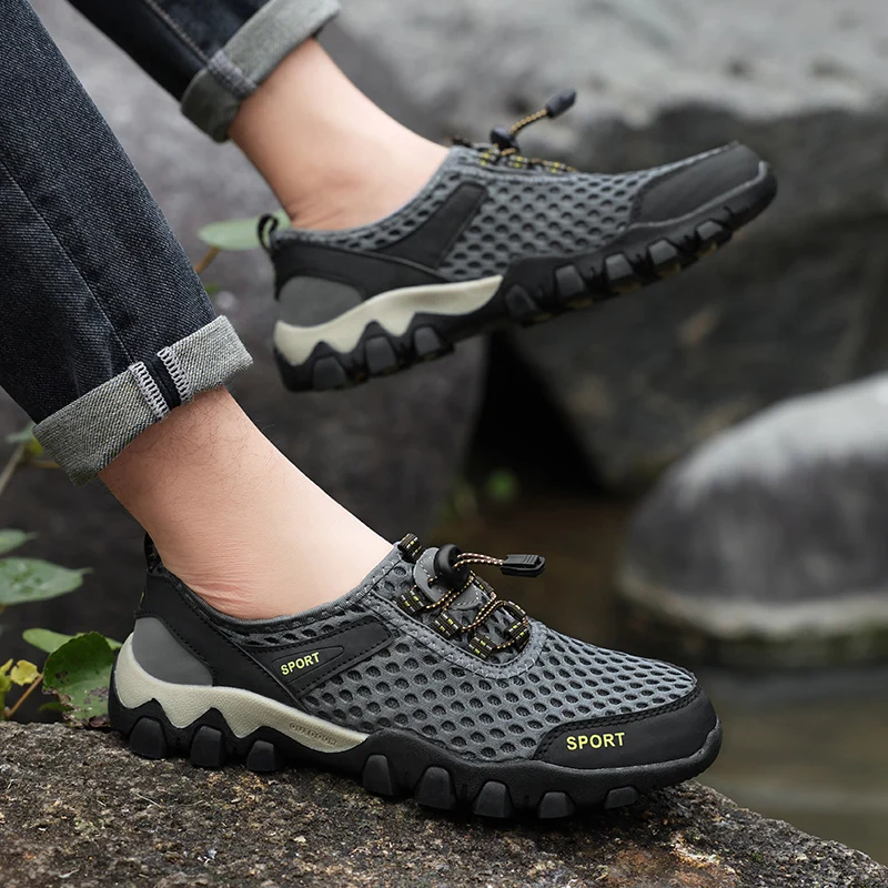 Outdoor Hiking Shoes for Men, Breathable Mesh Sports Shoes, Quick-Dry Water Shoes, Lightweight Trekking Shoes, Wear-Resistant Non-Slip River Tracing Shoes, Stylish Hollow-Out Casual Large Size Shoes 3 image 4