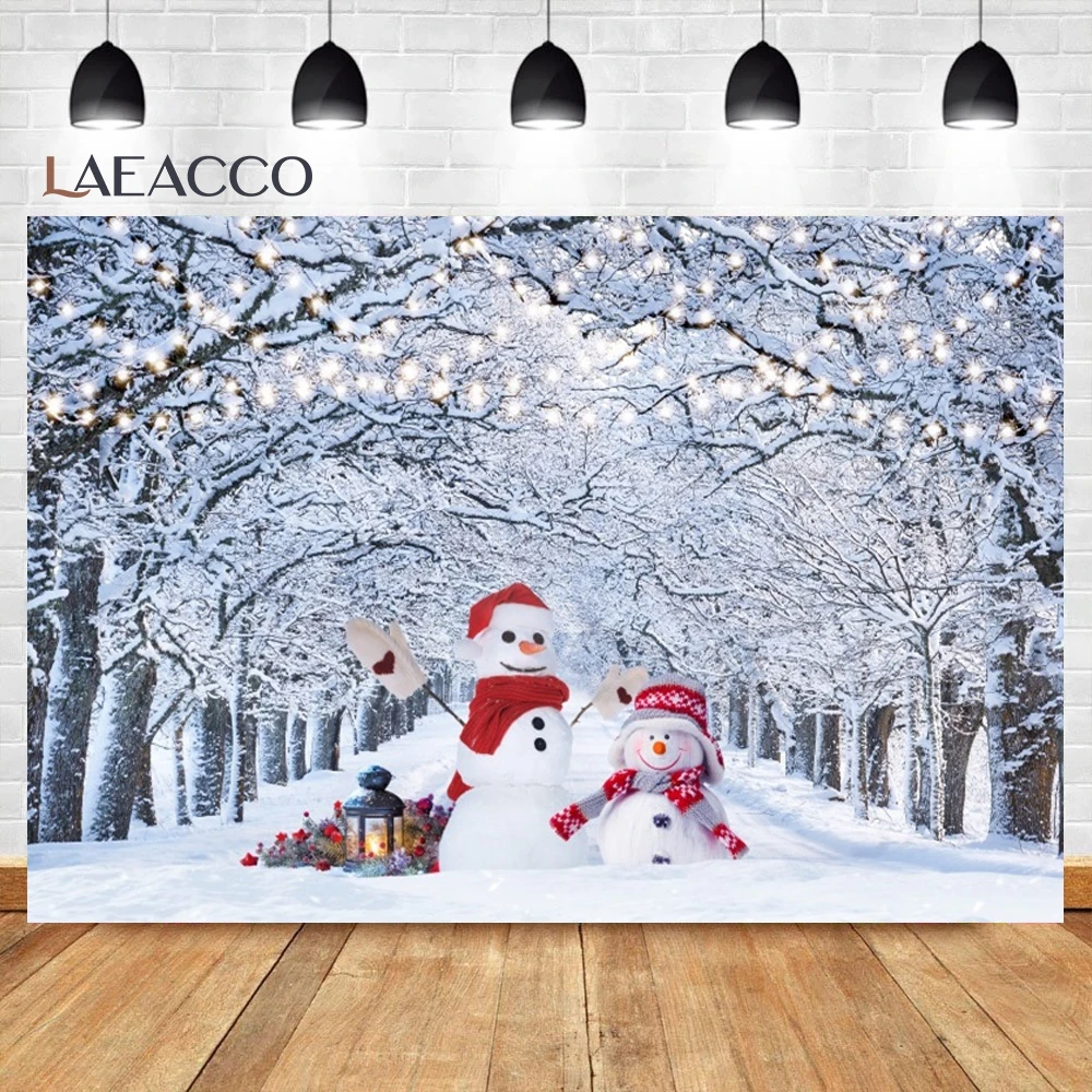 Laeacco Winter Snow Forest Photo Backdrop Christmas Tree Decor Indoor Portrait Photograph Prop Landscape Background Party Banner