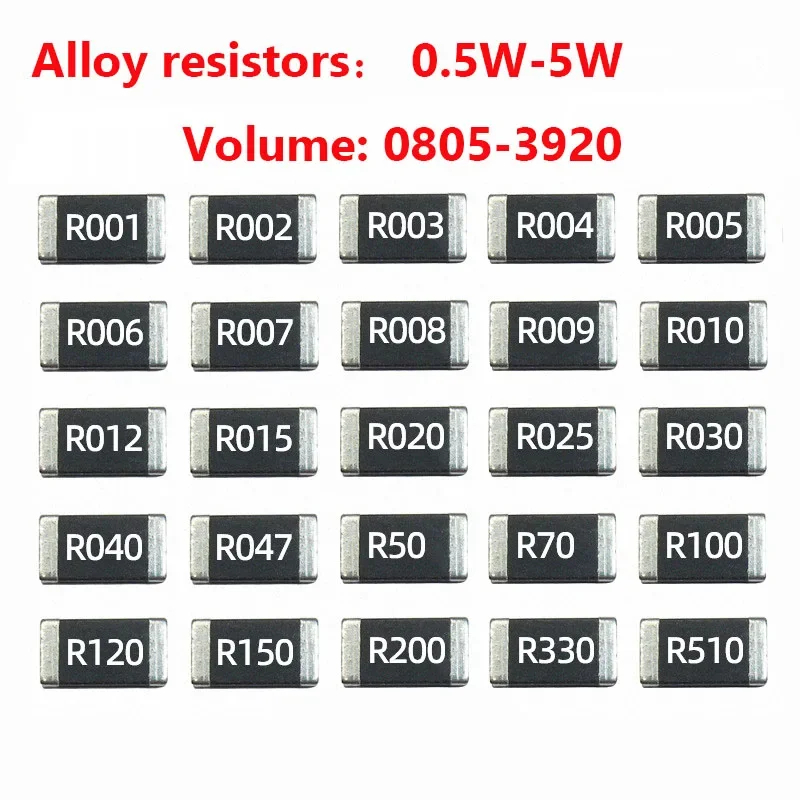 10pcs 1206 2512 1% SMD Alloy Sampling Resistor 1 2 3 4 5W Detecting Current High Power Resistor R001 R002 R003 R004 R005