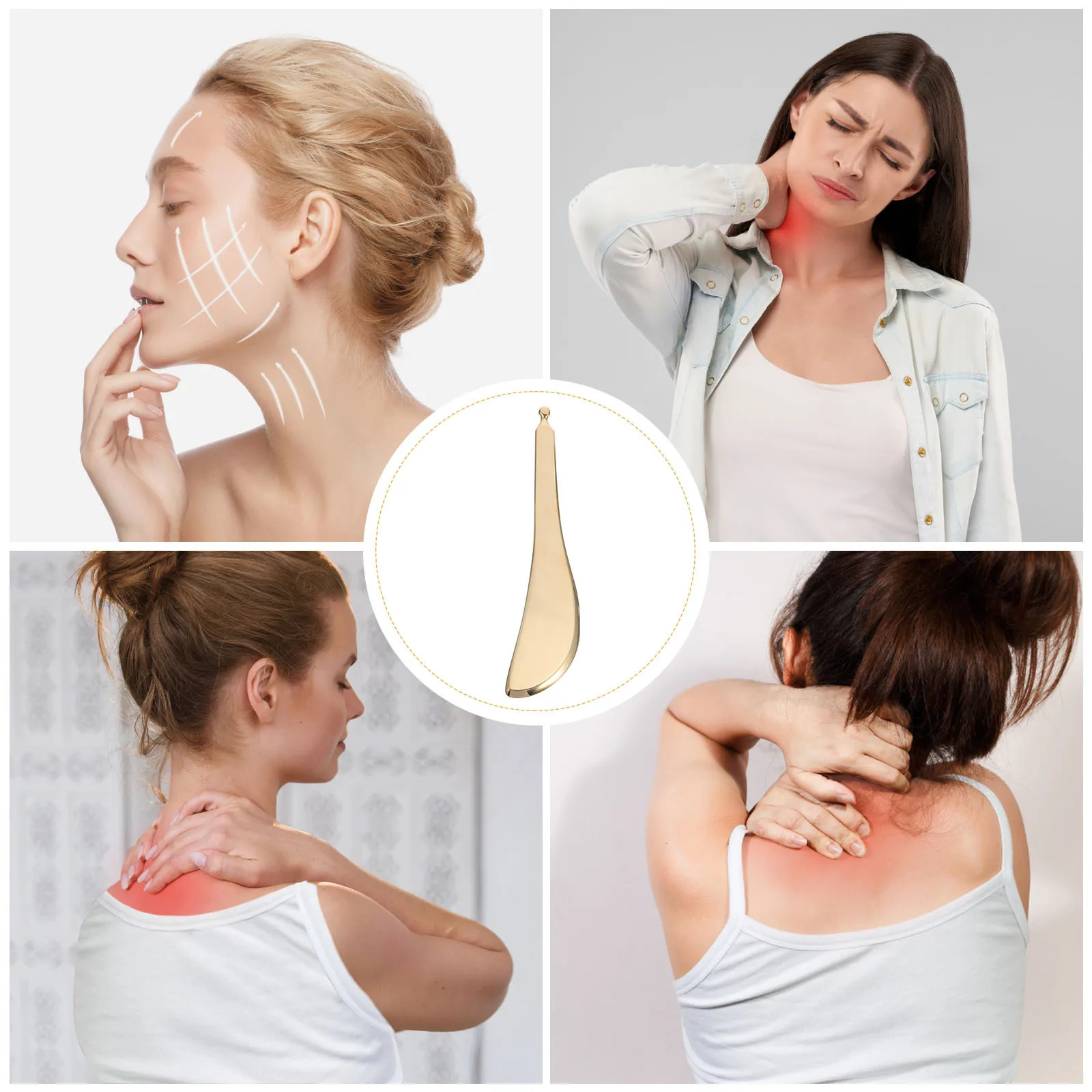 

1Pcs Pure Copper Gua Sha Board Scraping Bar Compact Massage Tool for Face Eye Body Limb Therapy Relaxation Tool