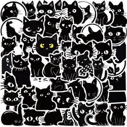 Autocollant chat noir Kawaii en PVC, décoration esthétique pour enfants, scrapbooking pour enfants, fournitures scolaires de papeterie coréenne, 10 pièces, 30 pièces, 50 pièces