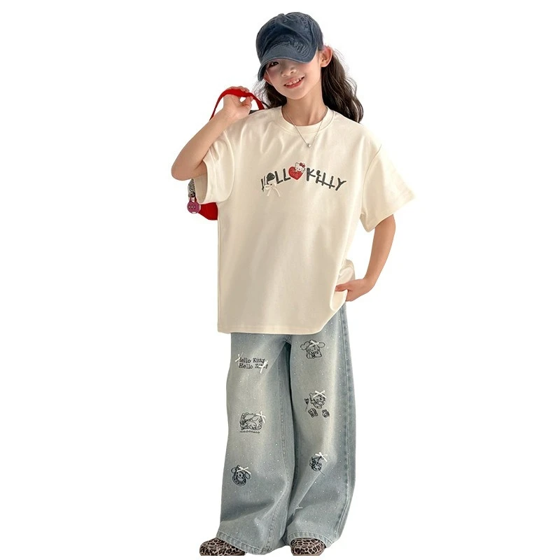 

Girls Fashion Trendy Summer Short Sleeve T-Shirt with Cute Print, Breathable Soft Casual Children's Clothing Collection