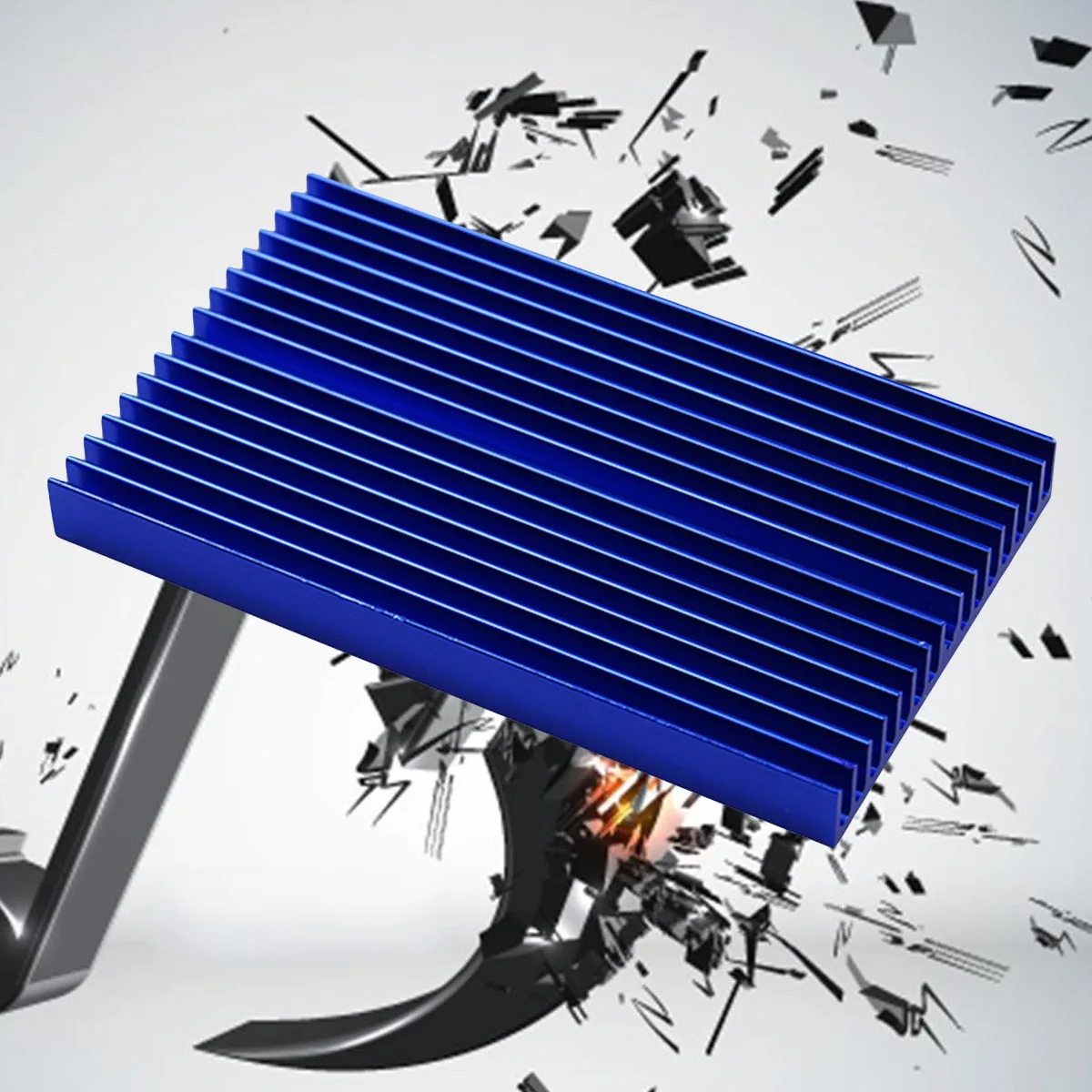 

Electronic Heat Sink Aluminum Radiator for PCB IC Chip Blue Cooling Block High Power Dissipation Large Area Effect Lightweight