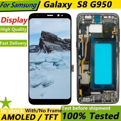 AMOLED Display OLED G950 For Samsung Galaxy S8 G950B G950F Lcd With Frame TFT incell Display Touch Screen Digitizer Repair Parts