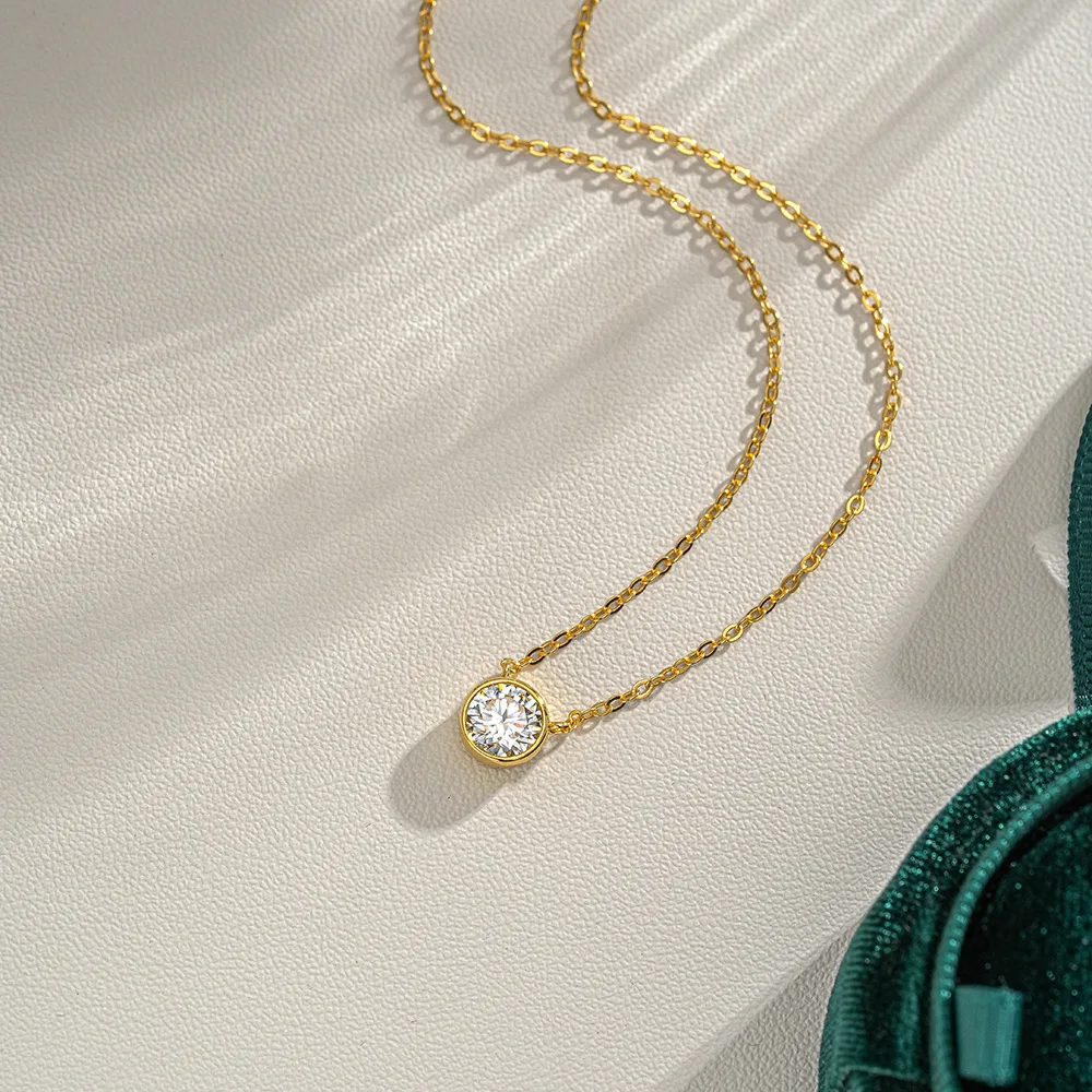 

Ожерелье Lumira с муассанитом 0.5/1 карат для женщин, модное, из 100% 18-каратного золота, с круглым кулоном-пузырьком, подарок на свадьбу или вечеринку