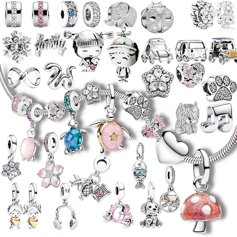 

New Original Charm Beads Sparkling North Star Dangle&Family Tree Dangle&Shell Dangle Bead Fit Pendant Bracelet Women Jewelry Gif