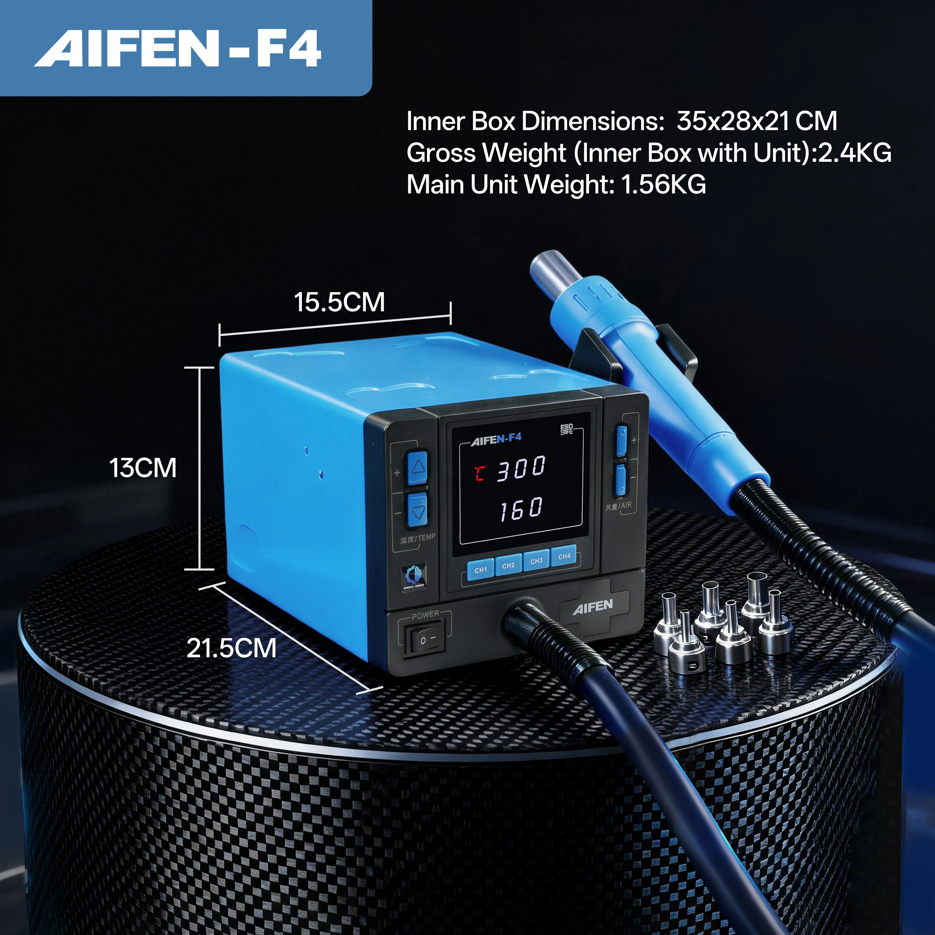 AIFEN F4 Heißluft-Lötstation 1000W Hochleistungs-Handy-Reparaturwerkzeug zum Löten elektronischer Komponenten