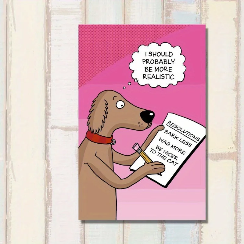 1pc, 2025 Happy New Year card, funny dog New Year card, New Year wishes card, New Year celebration party card
