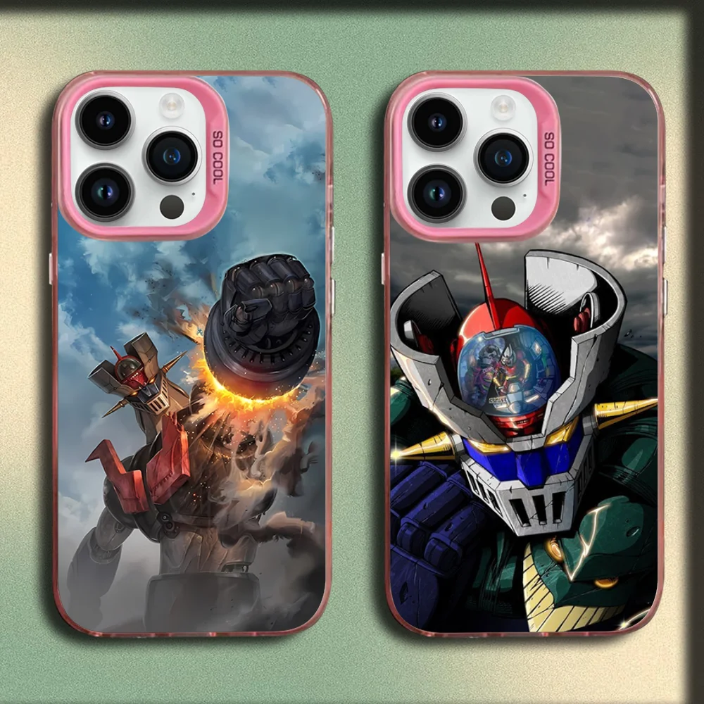 

Cool UFO Robot G-Goldorak Phone Case For iPhone 16,15,14,13,12,11,Mini,Pro,E,MAX Pink Matte Silicone Cover