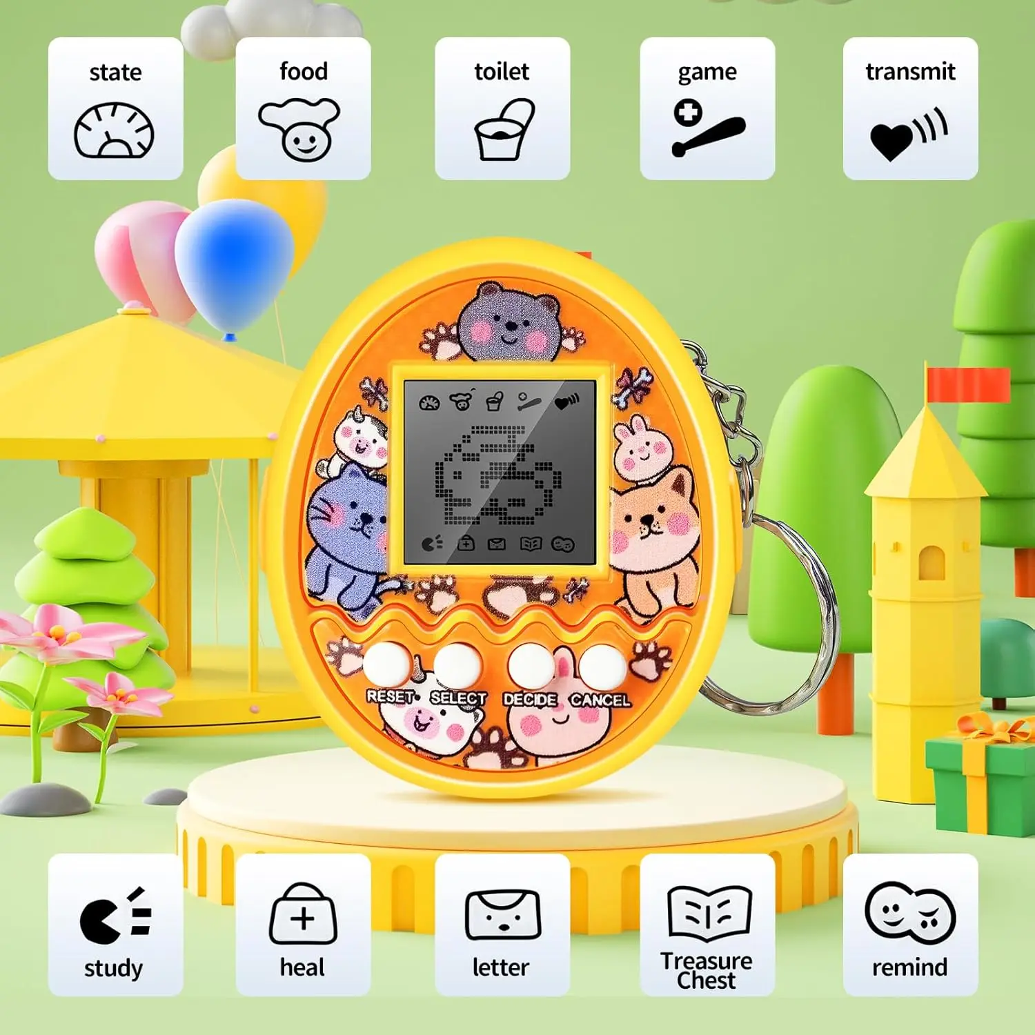 Jouet coule électronique numérique pour animaux de compagnie, jeu vidéo virtuel, faveurs de fête pour enfants, porte-clés de jeu vidéo, jouets de fête