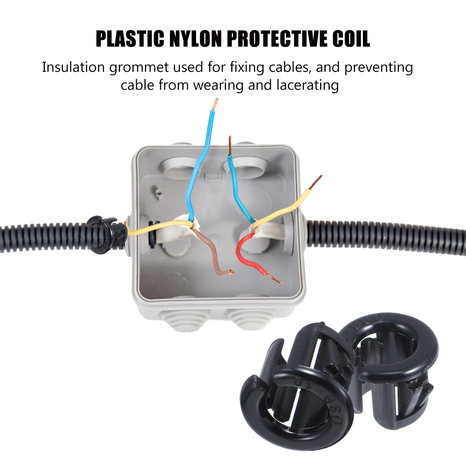 

100pcs Cable Snap Grommet Nylon Protective Bushing Wear Resistant Insulation Vibration Absorbing Heat Resistant Easy Install