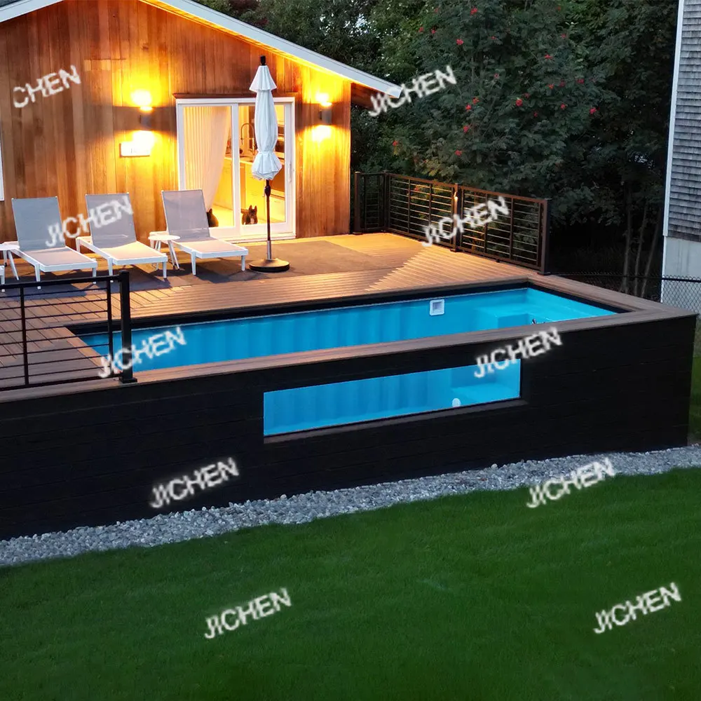 

JC Роскошный заводской контейнерный бассейн, частный контейнер для доставки из стекловолокна, 40 футов, 30 футов с окнами