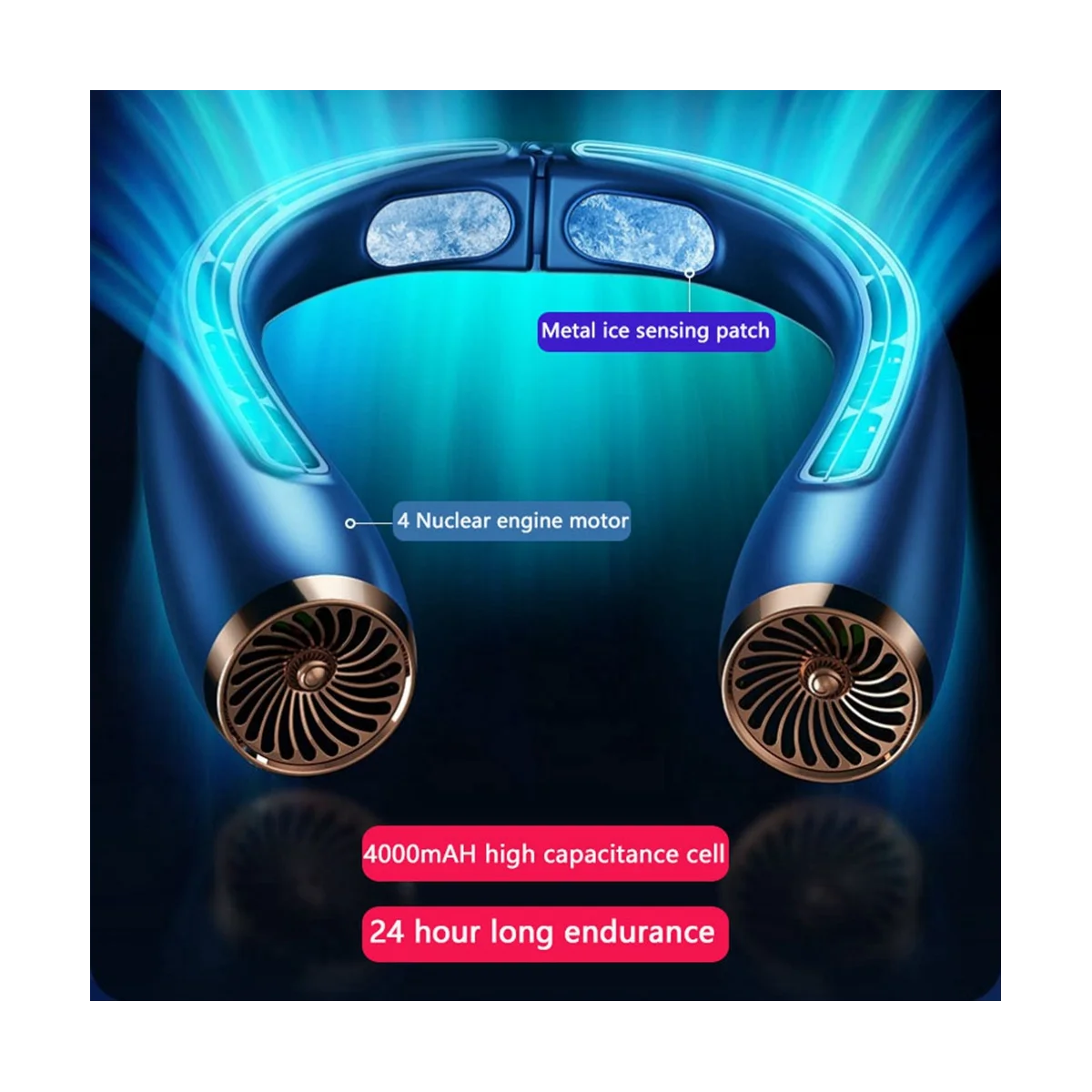 Kipas Leher Gantung Isi Ulang USB Portabel Turbo Tanpa Baling-Baling Pendingin Kipas Leher Gantung untuk Bersantai-A59E