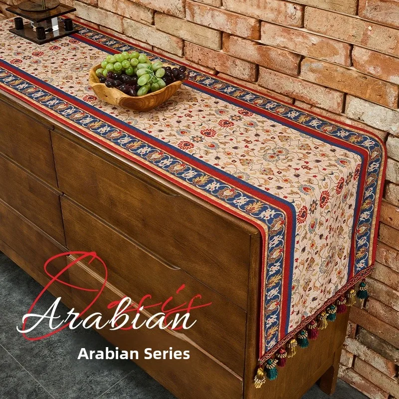 Elegant Waterproof Table Flag for Home Use Tea Table Dining Cabinet Cover Cloth Restaurant Vintage Table Mat Ethnic Style