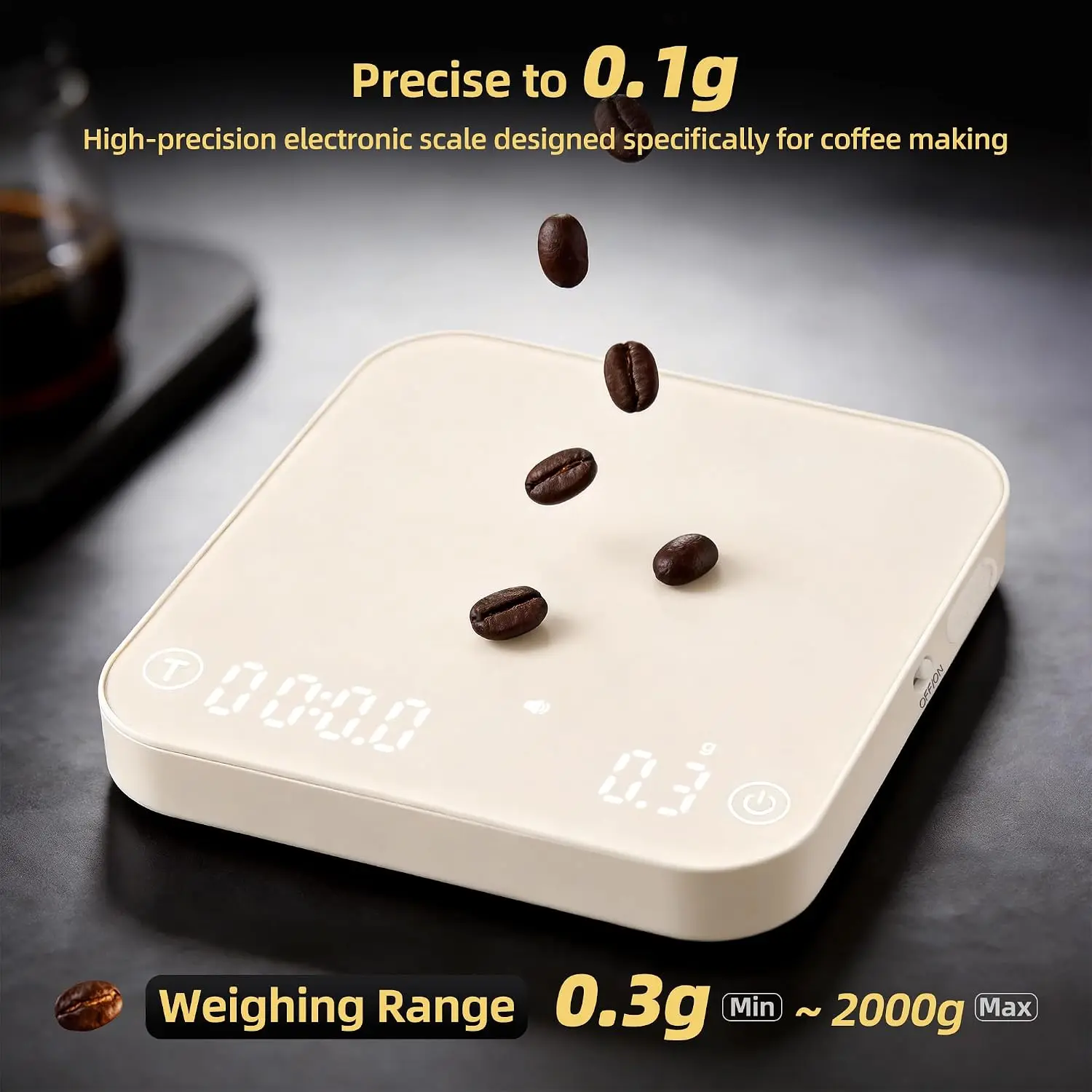 2026 New Mini Coffee Scale With Timer,0.1g High Precision Espresso Scale,Digital Kitchen Scale With Flow Rate,USB