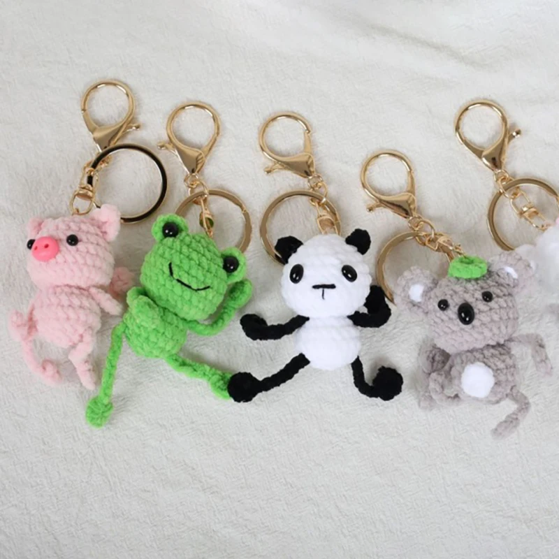 

Knitted Animal Doll Series Keychain Handmake Crochet Frog Doll Keychain Funny Animal Doll Crochet Keyrings Car Keys Accessories