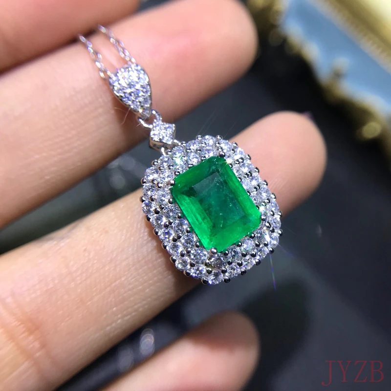 

100% Natural Colombian emerald 925 sterling silver ring for women's luxury jewelry design Christmas gifts