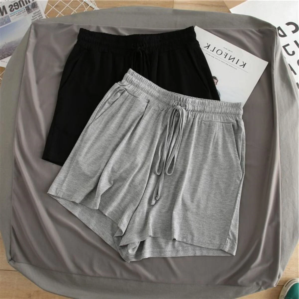 

plus Size 300 Pou Spor ort Pants Women Summer Loose Casual Wide Leg Mid-Length Pants Five-Quarter Pants High Waist