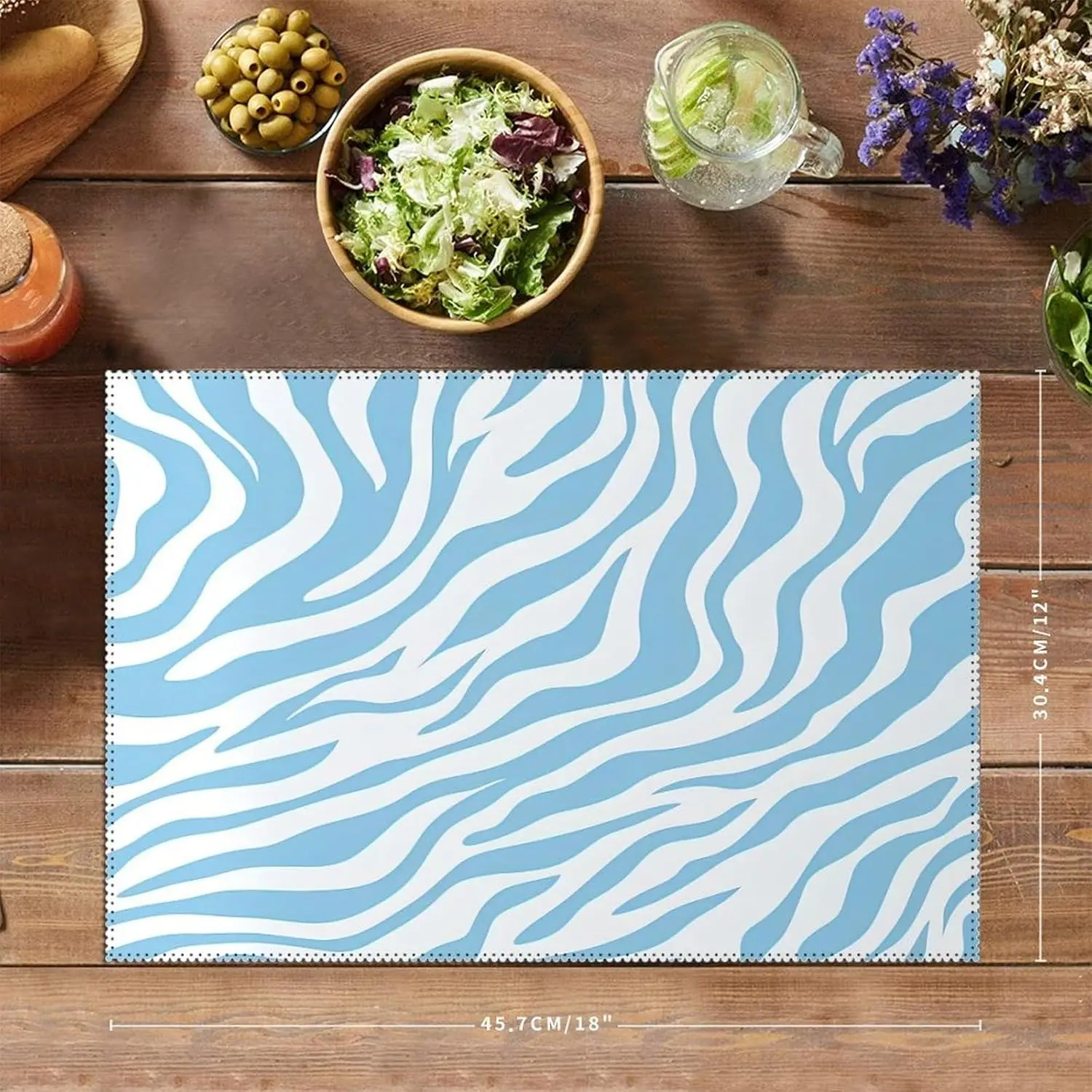 Placemats Set Of 4 White Blue Zebra Stripe Tiger Place Mats Resistant Table Placemats Leopard Animal Chinoiserie Asian Dining Ta