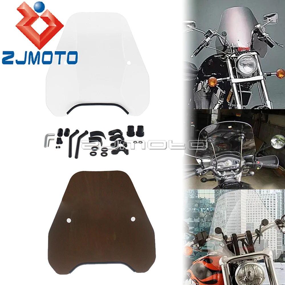 

Universal 7/8" 1" Handlebar Motorcycle Windshield Air Deflector For Honda VTX Yamaha Harley Cafe Racer Suzuki M109R Kawasaki