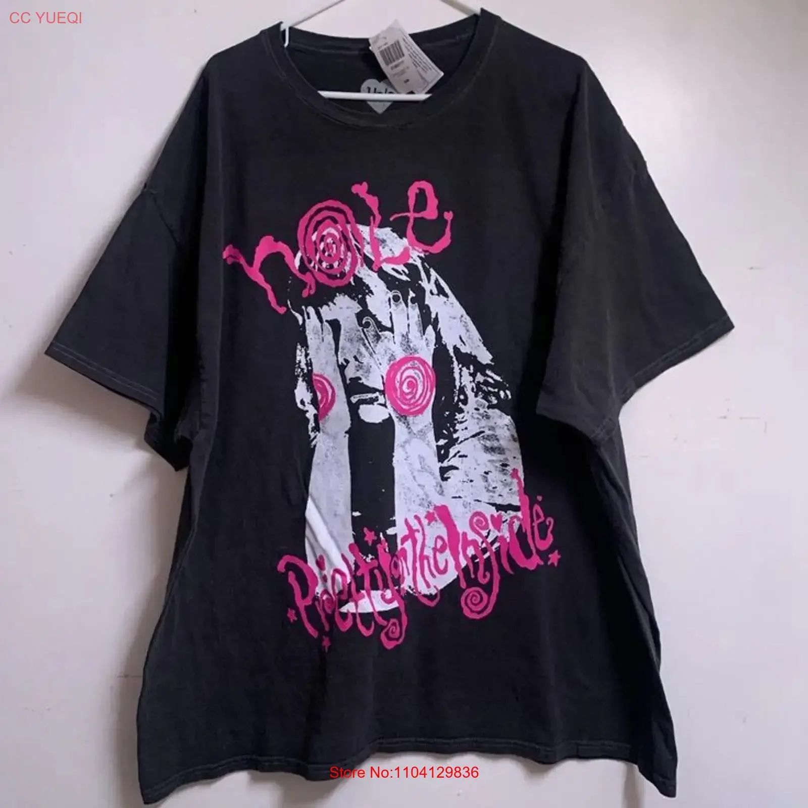 Rare Hole band Pretty On The Inside 90s Remake Black T shirt vtg NH21619 vintage Washed Versatile graphic Soft Unisex Stretched
