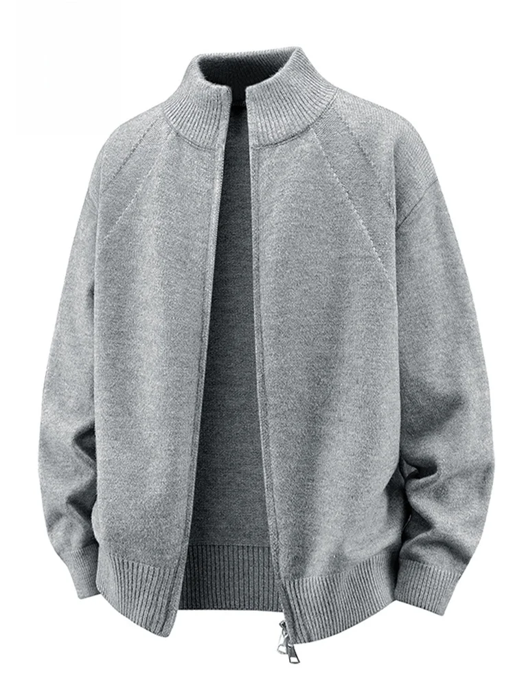 

Loose Fit Knitted Sweater Men's Faion Urban Sle f High Collar Open Cardigan Long Sve Base Layer Top for Autumn