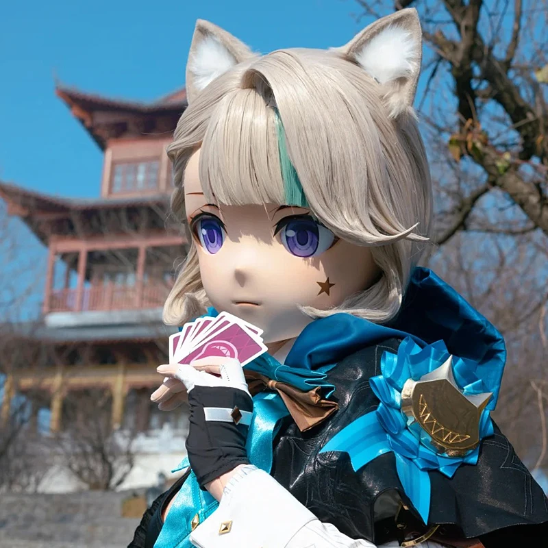 Full headband lockHandmade Customize Game character Kig Cosplay Kigurumi Resin Mask Japanese Anime Kigurumi Masks