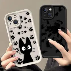 Black Art Cute Cat Funny Cover Phone Case For Oneplus 11 10R 8T NORD CE 2 3 4 LITE ACE 2 3 Google PIXEL 7 8 7A 8A 9 Case Funda