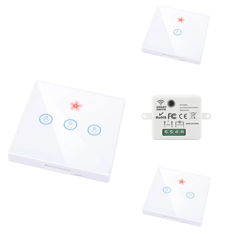 N75R-Smart Home Touch Switch Light Electrical 433Mhz Remote Control Wall Panel Button Receiver Led Lamp