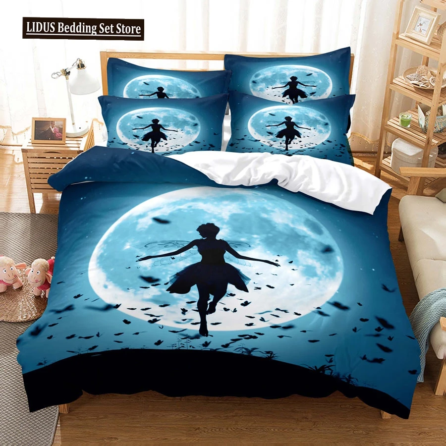 

Beautiful Dancer Duvet Cover Set King Queen Full Size 3D Dance Under Moon Elegant Polyester Comforter Cover For Boy Girl Teens