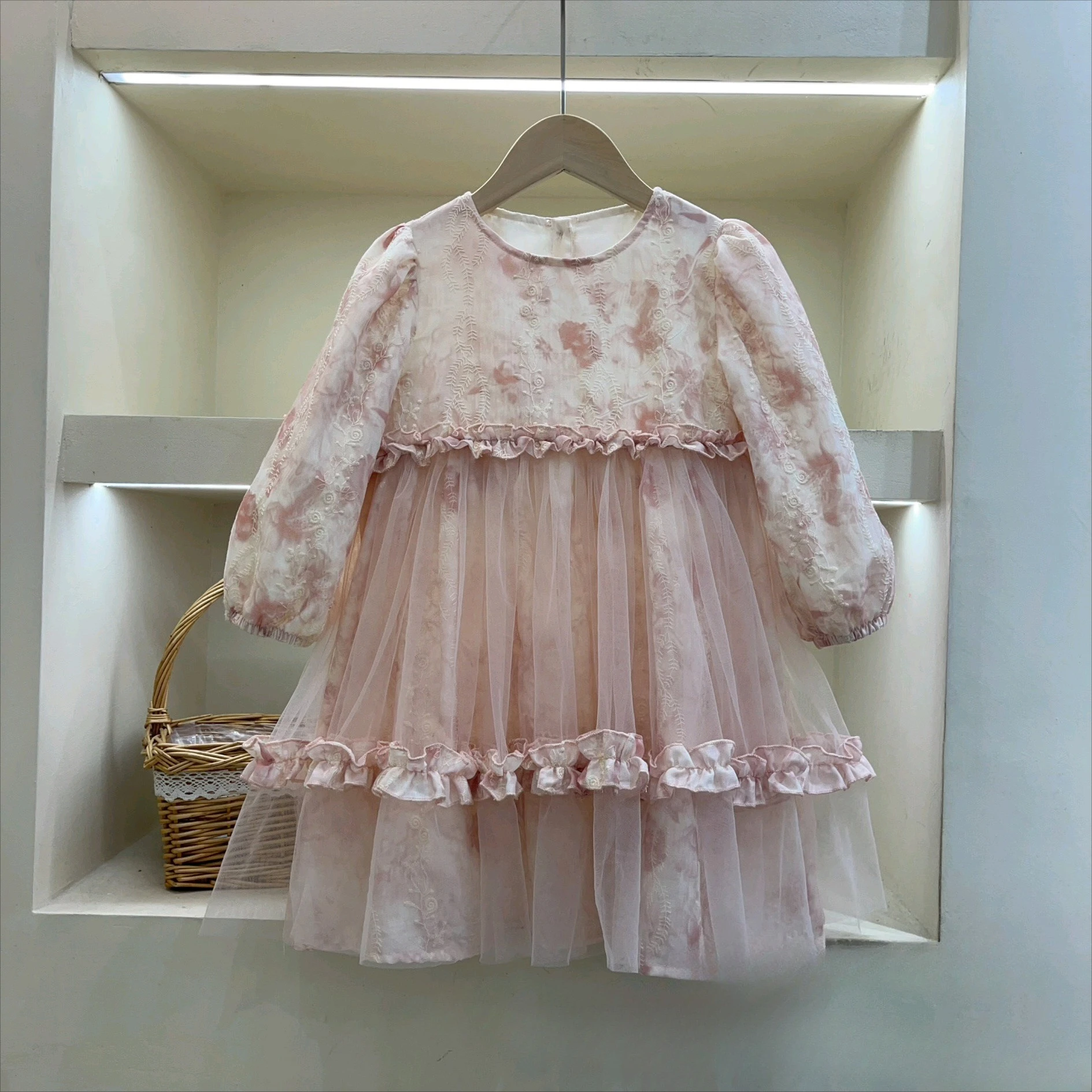 

Kids clothes Girls dress 2025 autumn Korean foreign style mesh princess clothes
