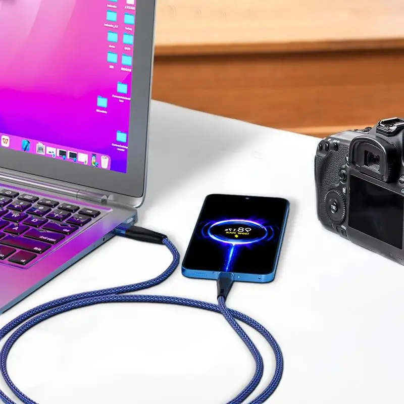 120W 10A Type C Charging Cable Nylon Braided Mobile Phone Data Cable Car Fast Charging Transfer Wire For Smartphone