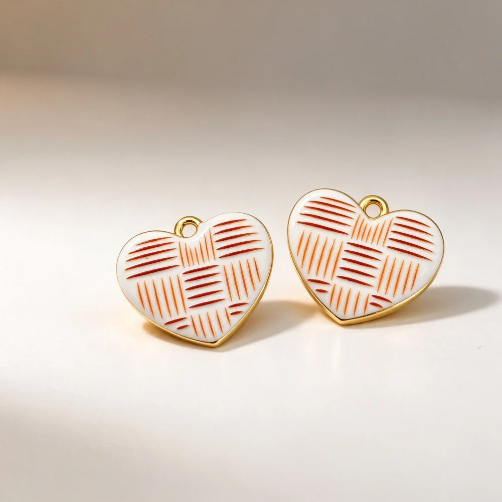 4 Pcs Pendants Brass Enamel Heart Shape Charms Flower Rose MOM LOVE Letter Print Diy Jewelry Accessories for Necklace Bracelet