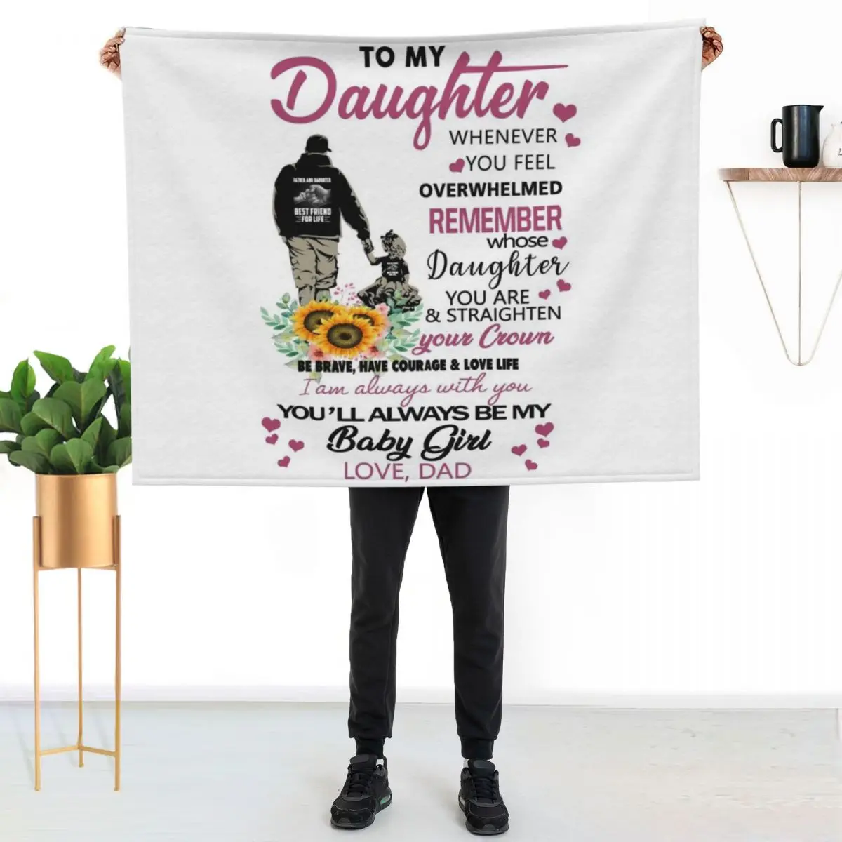 To My Daughter - My Baby Girl Throw Blanket Large Warm valentine gift ideas Winter beds christmas decoration Luxury St Blankets
