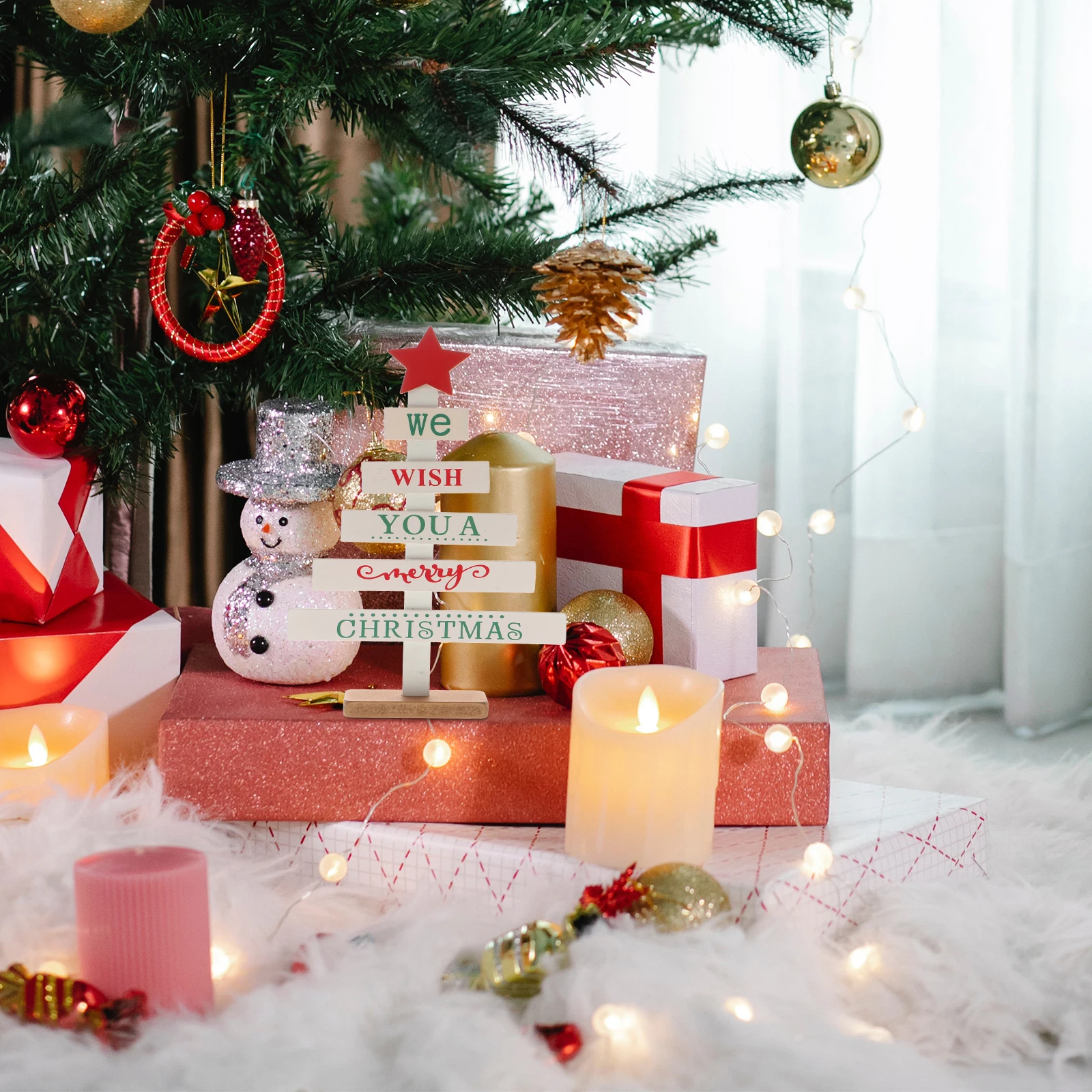 Decoração de árvore de natal decorações de natal pequenos enfeites de natal bambu artificial