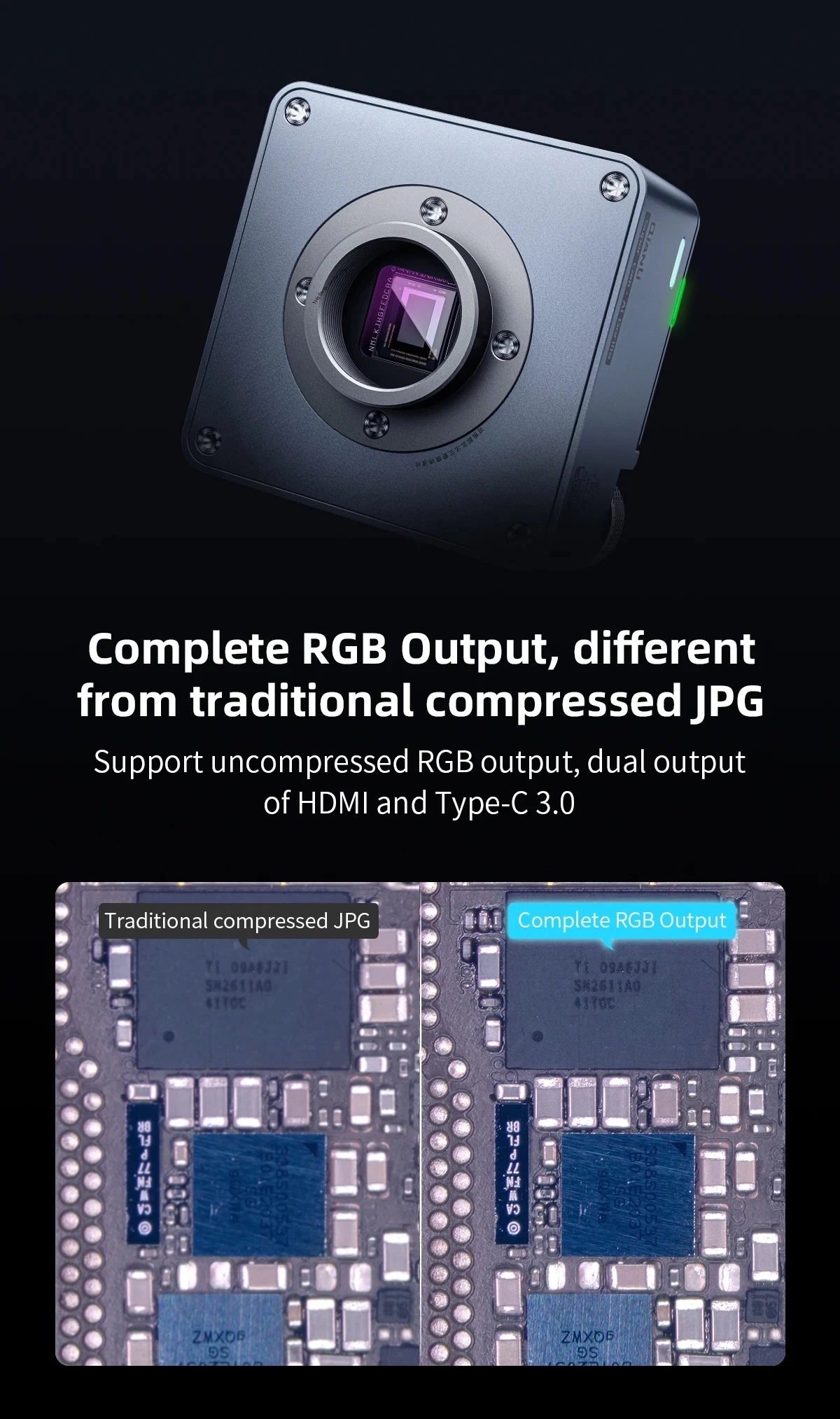 

Промышленная камера Qianli Ivision AI 8MP 4K для датчика Sony, высокая интеграция, гибкая для прецизионного ремонта, научных исследований