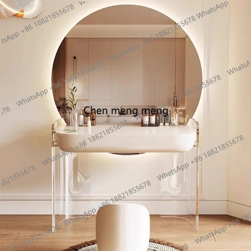 

Luxury Modern Vanity Table White Bedroom Mirror Chair Dressing Table Acrylic Service Nail Mesa De Maquillaje Trendy Furniture