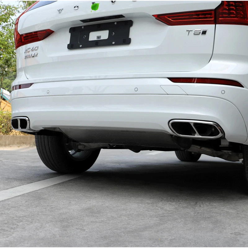 Rear Dual Exhaust Muffler Tail Pipes Tip Trim Cover For Volvo XC60 Accessories 2017 2018 2019 2020