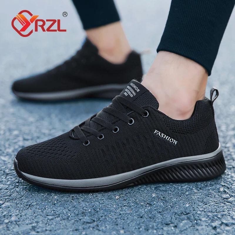 YRZL Zapatos para hombre, zapatillas deportivas ligeras para correr, zapatos clásicos transpirables, zapatos planos suaves informales en zapatillas de deporte de malla para exteriores para hombre