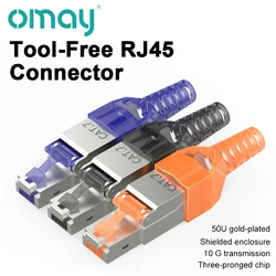 Shielded RJ45 Connector Cat7 Cat6a Tool-Free Zinc Alloy Ethernet Termination Plugs for 23AWG SFTP Cables Network Connector