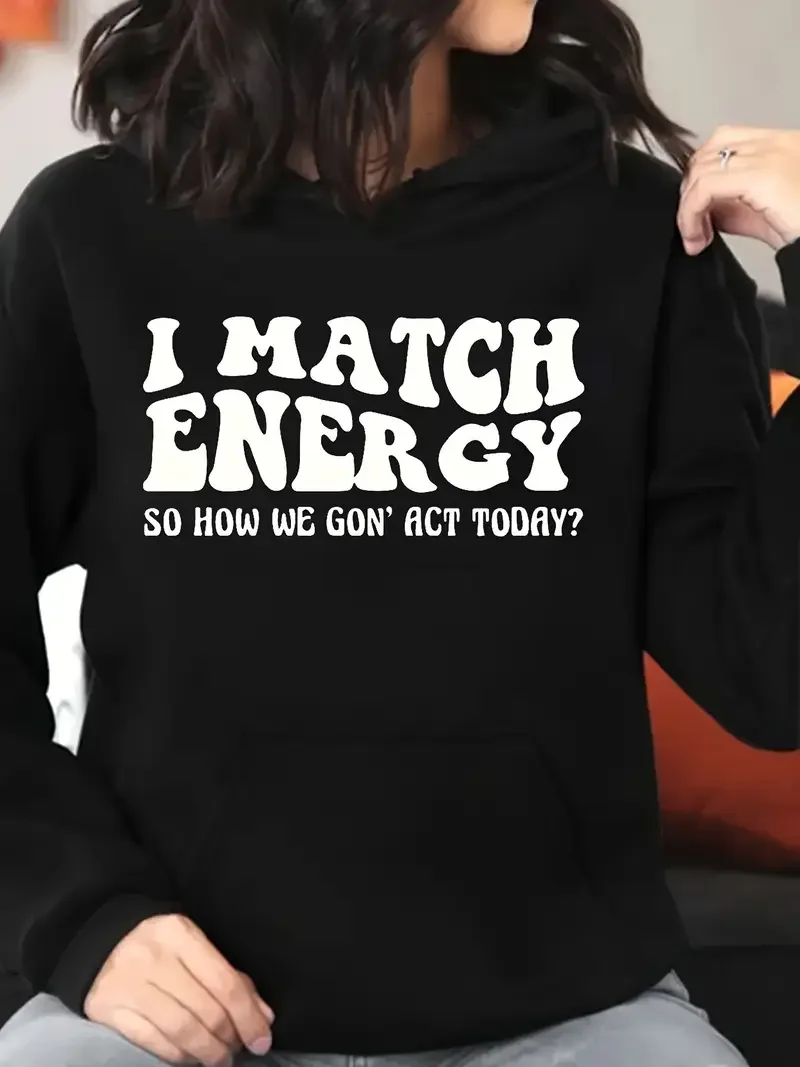 

Женская яркая толстовка с капюшоном I Match Energy, стильный пуловер больших размеров, толстовка с карманами K Pop Demon Hunters