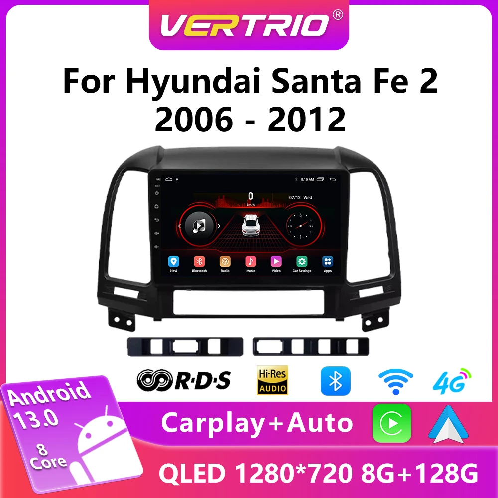 

Android 13 Car Radio for Hyundai Santa Fe 2006-2012 Multimedia Video Player Navigation GPS 2Din Stereo Wireless Carplay Auto 4G