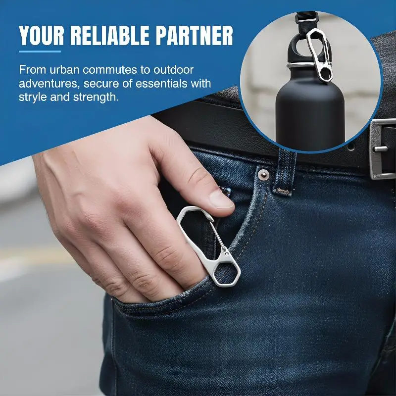 Stainless Steel Carabiner Keychain 2 5Pcs Portable Buckle Clip for Outdoor Camping Quick Release Spring Hook
